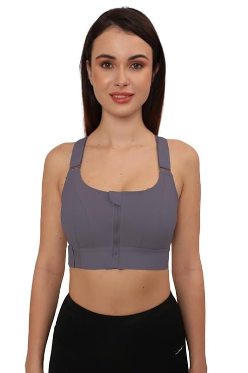 Velcro Sports Bra, Zipper in Front, Criss Cross Back Yoga Bra with Adjustable Straps High Impact Shockproof Brassiere-image-31