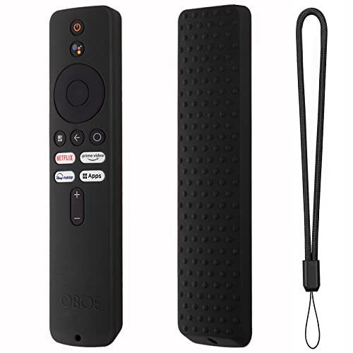 Oboe Silicone Tv Remote Cover Compatible with Redmi Tv Remote 4k Ultra 43 inch/Xiaomi OLED Series 55 inch/Xiaomi 5A Series 32/40/43 inch Protective Case with Loop (Black) [Remote NOT Included]