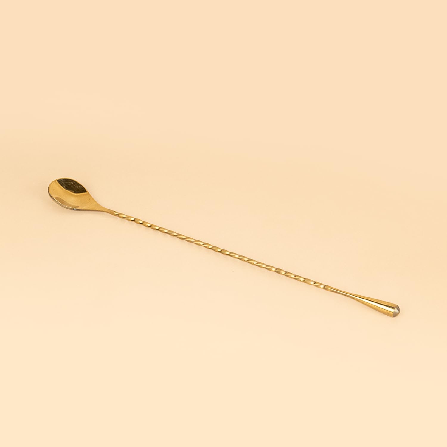 Swadeshi Desire™ Stainless Steel Bar Spoon/Professional Cocktail Stirring Spoon with Teardrop Twisted Handle – Long Bar Stirrer for Mixing Cocktails, Durable Bartender Tool (1, Golden) 30cm