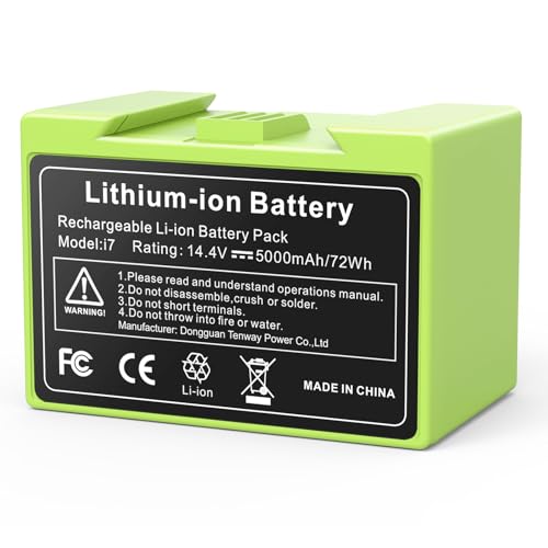 ASUNCELL 5000mAh 14,4V Batería de Ion de Litio para iRobot Roomba i7, i7+, i4, i4, i3+, e5, e6, i7158, i7550, i7550, 7150, 7550, 7150, 7550