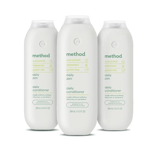 Method Daily Zen Conditioner - Nourishes & Hydrates, Safe for Color-Treated Hair - Sulfate free, Paraben free & Silicone Free - 13.5 oz, Pack of 3