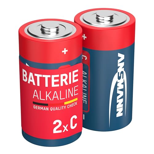 ANSMANN C Size Batteries [Pack of 2] Long Lasting Alkaline Disposable C Type Battery For Flashlight, Operating Machines, Toys, LED Torch Lights