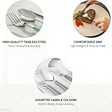 Envenzo 16-Piece Stainless Steel Cutlery Set – Knife Fork Spoon Teaspoon Tableware – Coloured Handles, 18/0 Steel, Durable & Dishwasher Safe – Black/Green/Grey for Home/Kitchen/Restaurant (Green) - Image 5