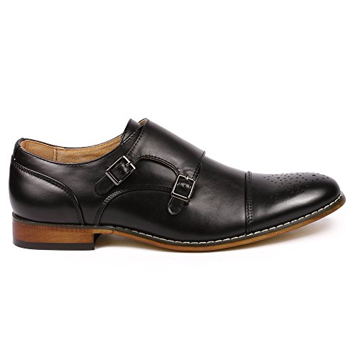 Metrocharm MC100 Men's Perforated Cap Toe Double Monk Strap Dress Shoes2