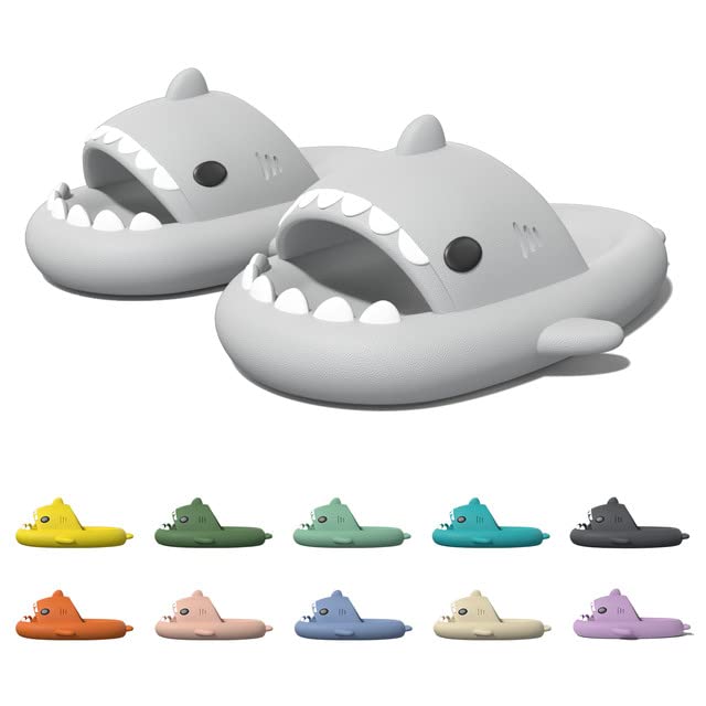 Nahayoo Shark Slippers, Fashionable And Cute Summer Non-Slip Beach Slippers., 5.5-6.5 Wide Women/4.5-5 Wide Men