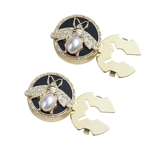 VVCome Cute Pearl Bee Button Covers Set Round Cufflinks Apparel Decorative Snap-On Jewelry Clips for Shirts Tuxedos & Dresses (20mm Gold) by VVCome - Used condition - US$10.56