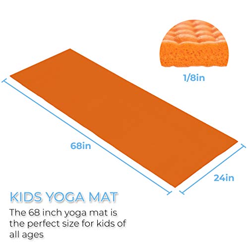 Hello Fit Kid-Friendly Yoga Mat, Economical 10 Pack, 68X24 Inches, 4Mm Thick, Easy To Clean, Non-Slip Texture, Orange #TOP3