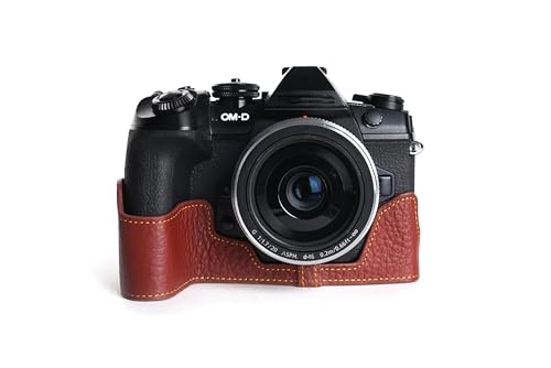 Étui Olympus OM-D E-M1 Mark II en cuir marron pour photo de rue et voyage