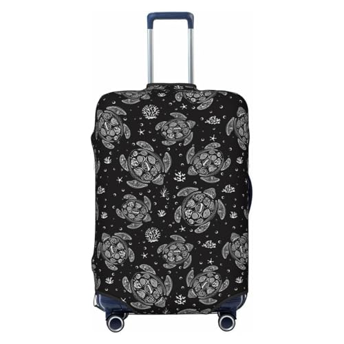 Turtle Print Luggage Cover For Suitcase,Washable Elastic Travel Suitcase Protector With Zipper Closure And Bottom Buckle – Fits 18-32