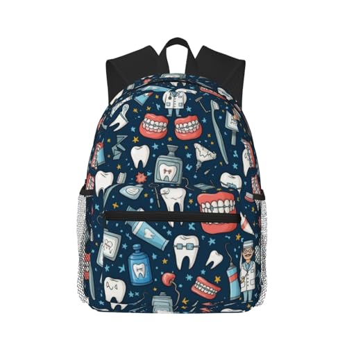 Large Capacity Anti-Theft Multipurpose Bookbag for College, Teeth Dental Dentist Bags, Travel Hiking Camping Rucksack Daypack Backpack with Side Pockets