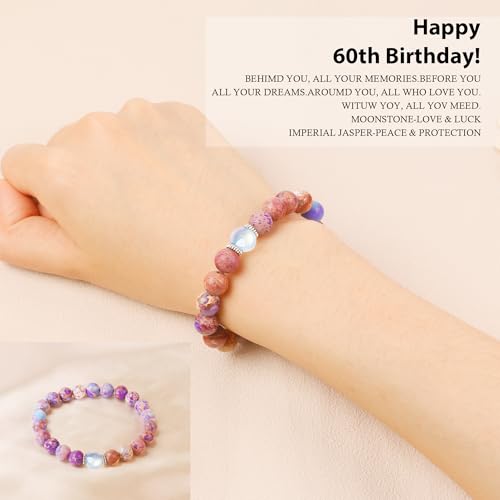 Sereney Birthday Gifts for Women, Beaded Bracelets as 30 50 60 70 Year Old Birthday Gift, Adjustable Stone Stretch Bracelet as Happy Birthdays Gifts for Daughter Mom Grandma Sister Wife Girlfriend2
