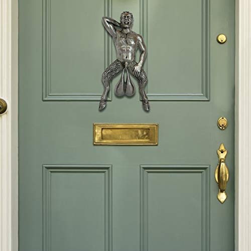 Door Knocker Satyr Balls Funny Gag Gift for Him Phallus Figure Doorbell Fertility Symbol Pan Roman Hardware Accessories Hangin Decoration Door Knocker Sculpture for The Home Patio Lawn - Thumbnail 3