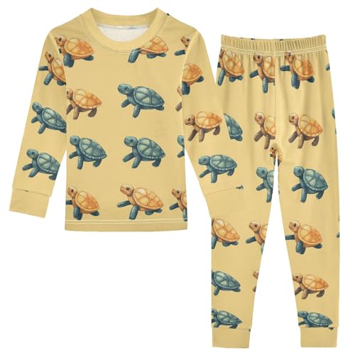 Pajama Sets Long Sleeve Sea Colorful Turtle Pattern Print Soft Comfy Sleepwear 2 Piece PJS 3-8T
