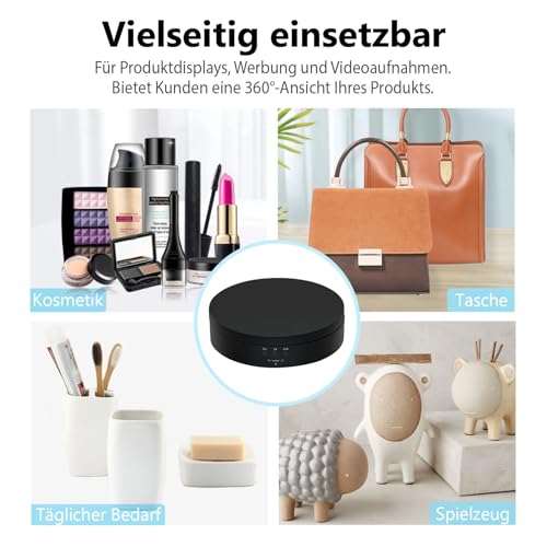 Mcbazel Drehteller Elektrisch 360 Grad Elektrischer Drehteller 13.8cm Motorisierter Drehständer Display-Tisch zur Präsentation von Schmuck, Uhren, digitalen Produkten（Schwarz）