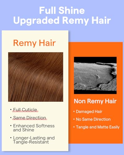 Image of Full Shine Hair Extensions Real Human Hair Clip ins Auburn Brown | Short Clip in Hair Extensions, for Cosplay, for Bob Cut, 10 Inch 7 Pcs 95g
