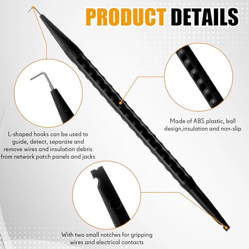 Image of Daifunli 10 Pcs Probe Pick Spudger Tools Bulk Nylon with L-Shaped Wire Hook 7 inch Length for Telecom Data Communication and Alarm Installers(Black)