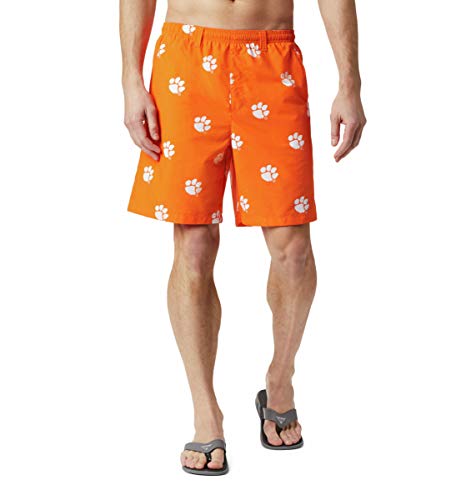 Columbia NCAA Clemson Tigers Men's Backcast II Printed Short, X-Large, CLE - Spark Orange