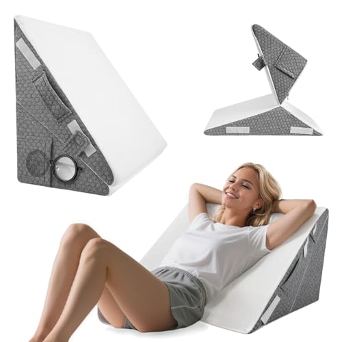 Almohada de Lectura, Cojín Cuña Ergonómico Almohada Triangular para Cama y Sofá,Respaldo Cama Almohada Cuña, Cojin Espalda, Cómoda Almohada Antirreflujo y Cojín de Lectura para Elevación del Sueño