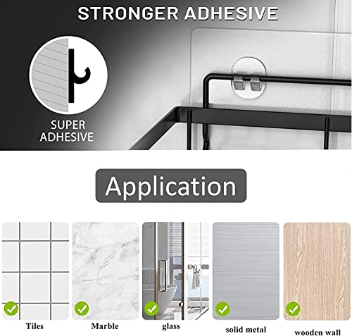 Soap Dish Holder Sponge Caddy with Hooks for Shower, Bathroom Rust Proof 304 Stainless Steel, Adhesive No Drilling