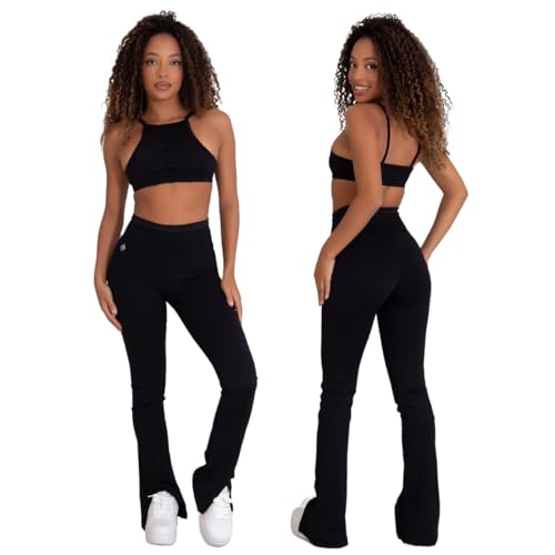 Conjunto Feminino Legging + Top Fitness Academia Fenda (Preto, M)