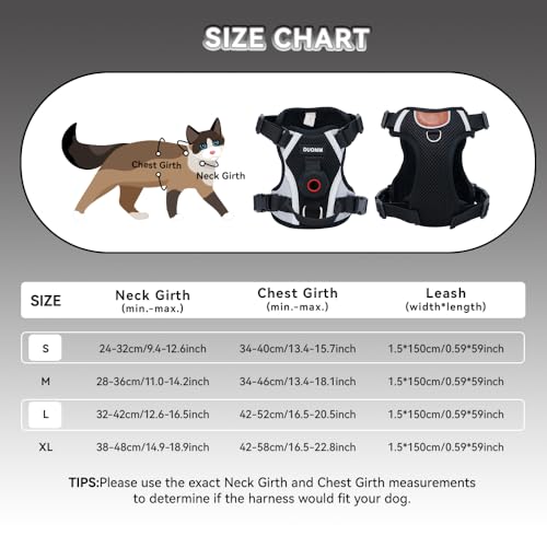 Cat Harness Leash Set with AirTag Holder, Upgraded Escape Proof Vest with Lead for Large Cat Small Dog Puppy Outdoor Walking, Soft Breathable Mesh Jacket with Reflective Strip (Black, L) - Image 3