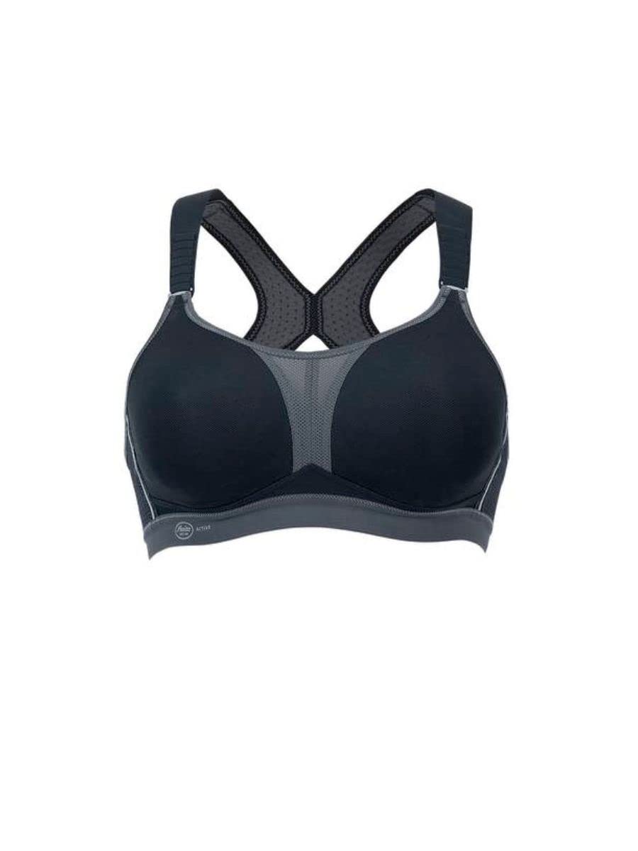 Anita - Dynamix Star Racerback – damski biustonosz sportowy – oddychający, czarny (czarny/anthrazit 445), 70G