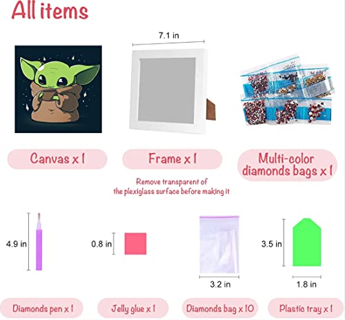 Diamond Painting Kits For Kids, 5D Cartoon Diamond Art With Wooden Frame Full Drill Diamond Dotz For Kids Ages 6-8-10-12 7X7 Inch #TOP4