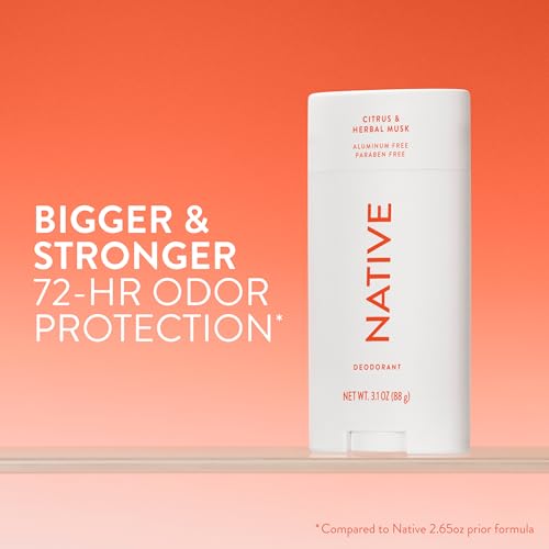 Image of Native Aluminum Free Deodorant, Citrus & Herbal Musk, Large Size Stick, 72 Hour Odor Control, for Women & Men, Contains Naturally Derived Ingredients, 3.1 oz