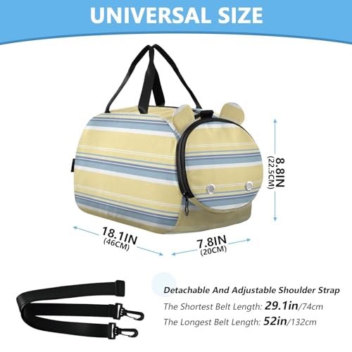 Stripe Line Yellow Kids Travel Duffel Bag for Boys Girls Overnight Weekend Tote Bag with Shoes Compartment for Dance Gym Sports3