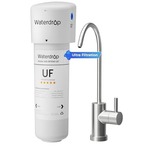 Waterdrop 10UBW-UF 0.01 μm Ultra Filtration Under Sink Water Filter System, Reduces Lead, Chlorine, Bad Taste & Odor, 1 Year, with Dedicated Brushed