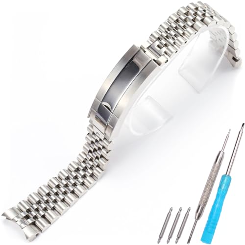 Feyert 20mm Solid Stainless Steel Compatible with Rolex Jubilee with Oyster Clasp Watchbands Curved...