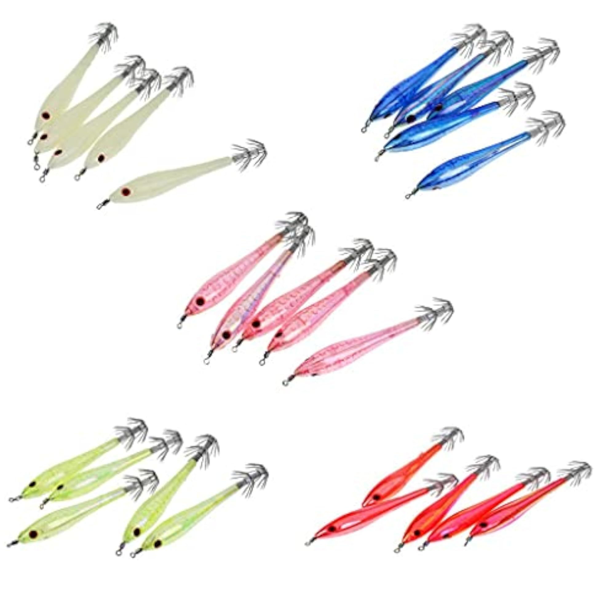 Imported 5Pcs Squid Hook Fishing Saltwater Jigs Set