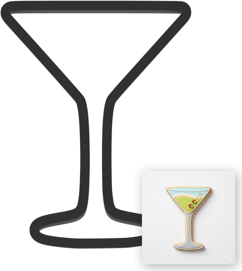 Martini Glass Cookie Cutter with Easy Push Design (4 inches)