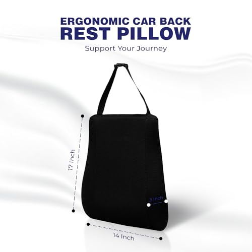 Image of WELLGIVER Memory Foam Lumbar Support Cushion for Car Seat & Office Chair - Orthopedic Lower Back Support Pillow for Back Pain Relief, Ergonomic Posture Corrector with Adjustable Strap & Breathable