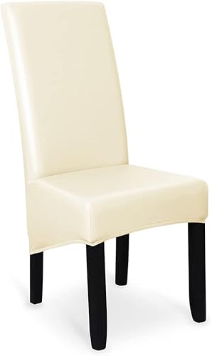 lygooh Fundas impermeables de piel sintética XL para silla de comedor, fundas elásticas de respaldo alto, fundas de asiento grandes, lavables,