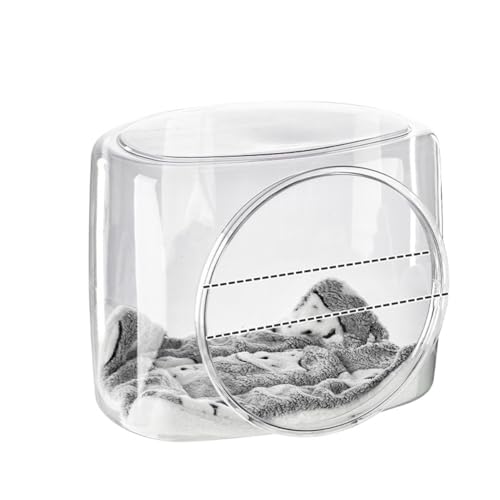 YAKINO プラスチック製の猫用ベッド、猫用四季対応ユニバーサルペット用品、宇宙カプセル型ペットベッド、犬用ベッド、お手入れ簡単、半密閉式猫ケージ (四角)