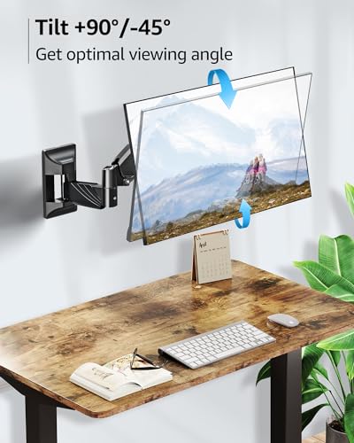 Image of MOUNTUP Monitor Wall Mount for 17-32 Inch Computer Screen, Wall Mounted Arm Support 4.4-17.6lbs Display, Computer Monitor Arm, VESA Bracket for VESA 75x75mm and 100x100mm, Black