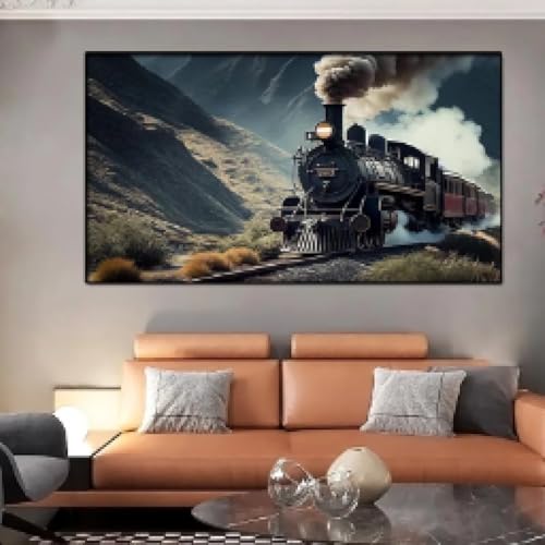 Images murales de train en fumée sur toile XINBAO paysage 60x80cm