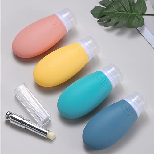 Silikon Reiseflaschen Set,4 Stück 100ml Auslaufsicher Squeeze Reise Container Portable nachfüllbare Toilettenartikel Set Flaschenzubehörbehälter Leere Reisegröße für Shampoo Conditioner Lotion