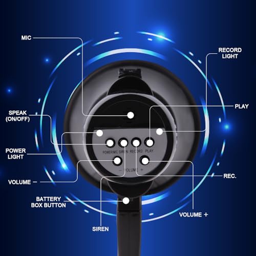 30 Watt Power Portable Megaphone Bullhorn Speaker Voice, Siren/Alarm and 240S Recording with Volume Control and Strap (Black)