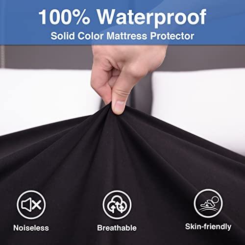 Arcona Twin Mattress Protector Waterproof Mattress Cover With 18" Deep Pocket,Fitted Sheet Style Black Breathable Mattress Protector,Noiseless&Soft Mattress Pad Cover #TOP5