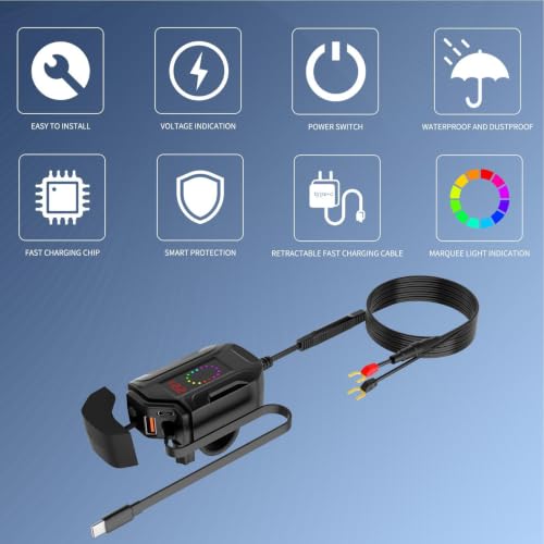 Cargador USB para motocicleta impermeable con adaptador de carga rápida y enchufe 6