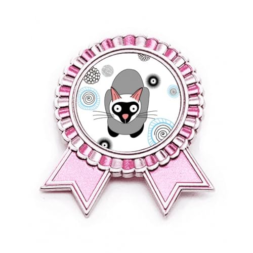 Pin's chat gris avec motif chaton siamois en métal taille M