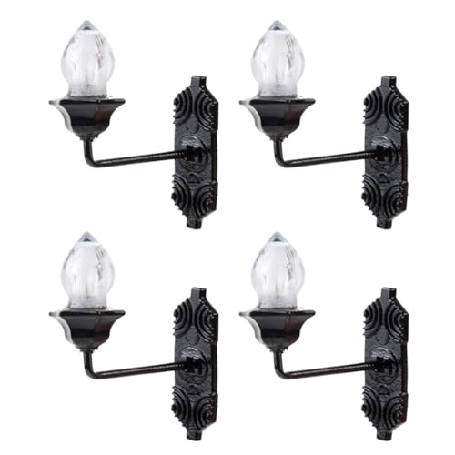 Image of Housoutil Dollhouse Miniature Wall Sconces, 5PCS Dollhouse LED Wall Lamp, ABS Mini Decor Lamp,Black Decor Outdoor Lights Sand Table Lighting Toy for DIY Living Room Mini Toy Models
