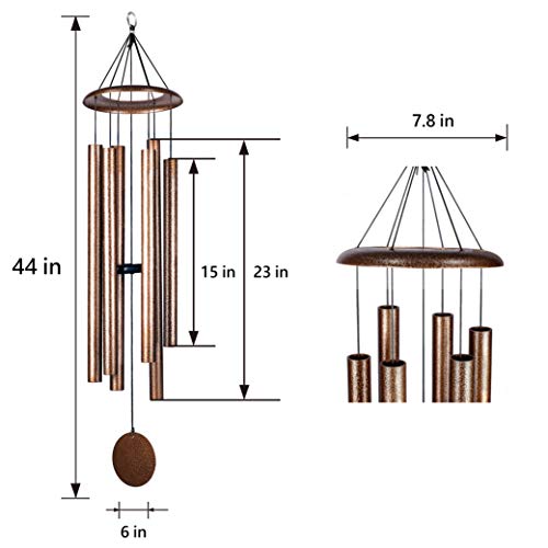 Lachika 44 Inch Deep Tone Wind Chimes Large Outdoor Sound Like Church Bell For Outside Christmas Copper Vein 1Pcs #TOP1