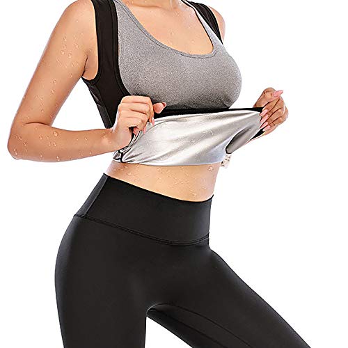DICOINA Damen Sauna Sweat Weste Ärmelloses Tank Top Abnehmen Gewichtsverlust Weste Body Shaper Workout & Fitness Shirt (Schwarz Small) Cover