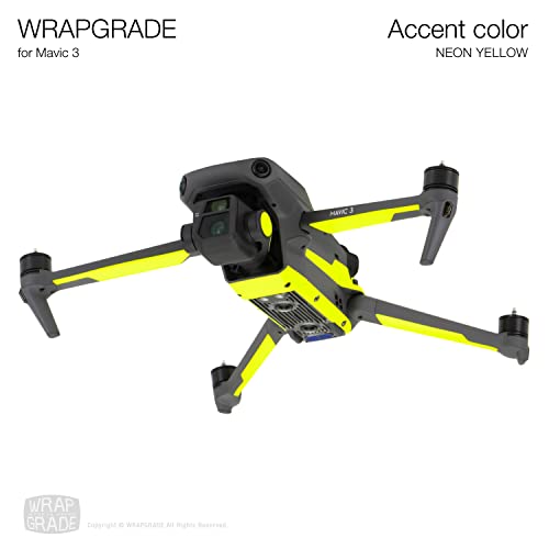 Image of WRAPGRADE Partial Skin Stickers for DJI Mavic 3 / Mavic 3 Classic Accent Color (NEON YELLOW)