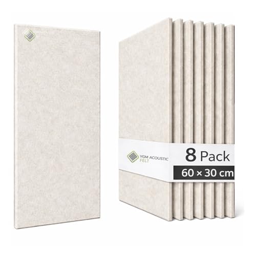Image of YGM Acoustic Foams Luxury PET Felt Acoustic Self Adhesive Panels, 10 MM Thick, Sound Absorbing Panels for Wall | Room Noise Reducer & Sound Dampening (Pure Beige, 1x2 Foot - 8 Panels)