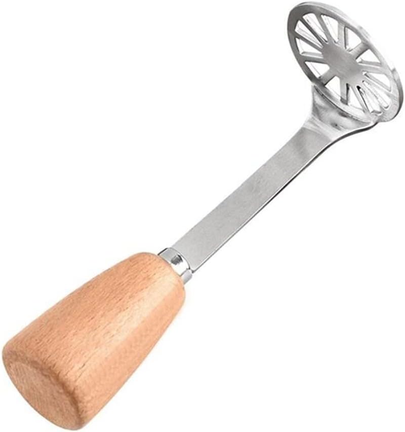 Stainless Steel Potato Masher Non-slip Wood Handle Manual Kitchen Multi-function Vegetable Pressure Tool