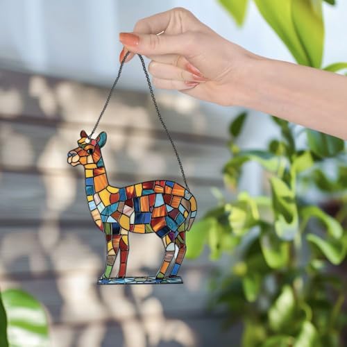 Image of Llama Acrylic Ornaments Suncatcher Women Men Gifts Christmas Decor